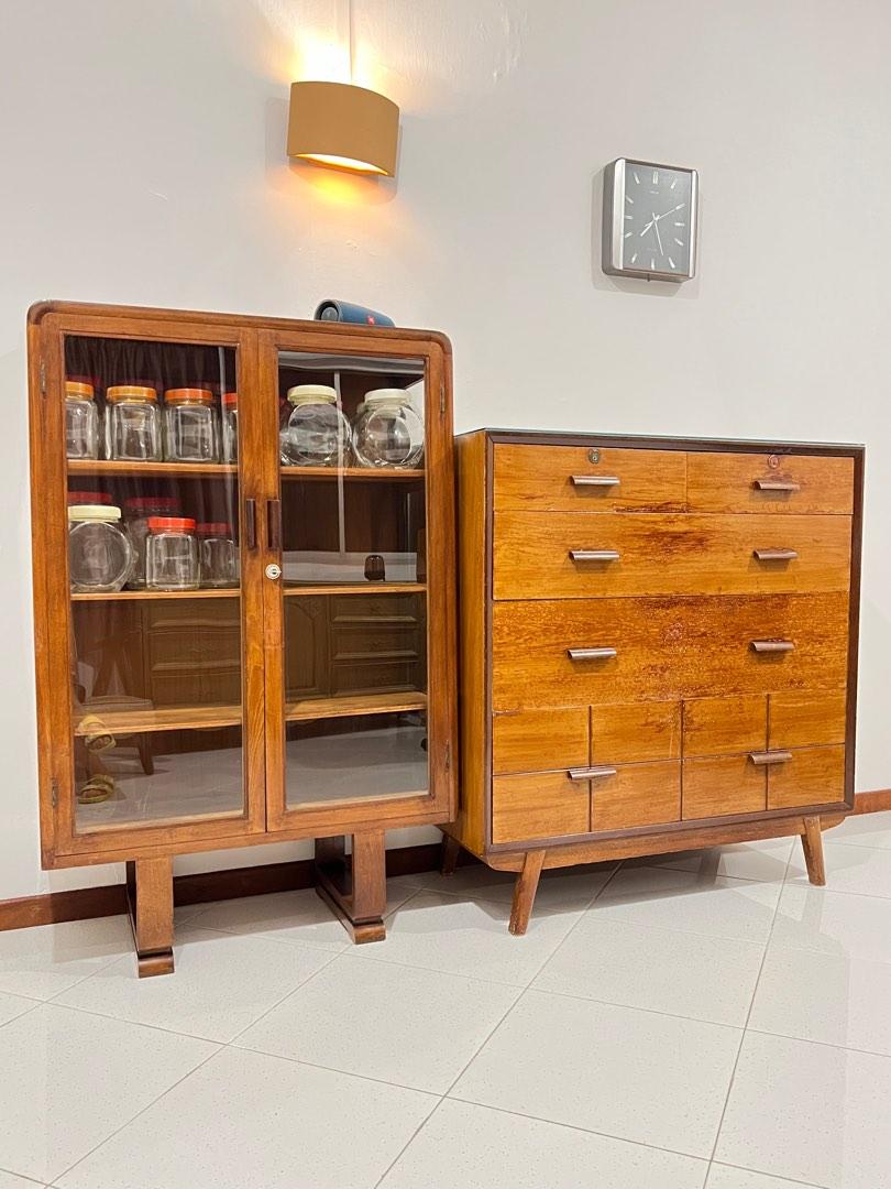 Vintage retro teak furniture (art deco uleg glass display 680
