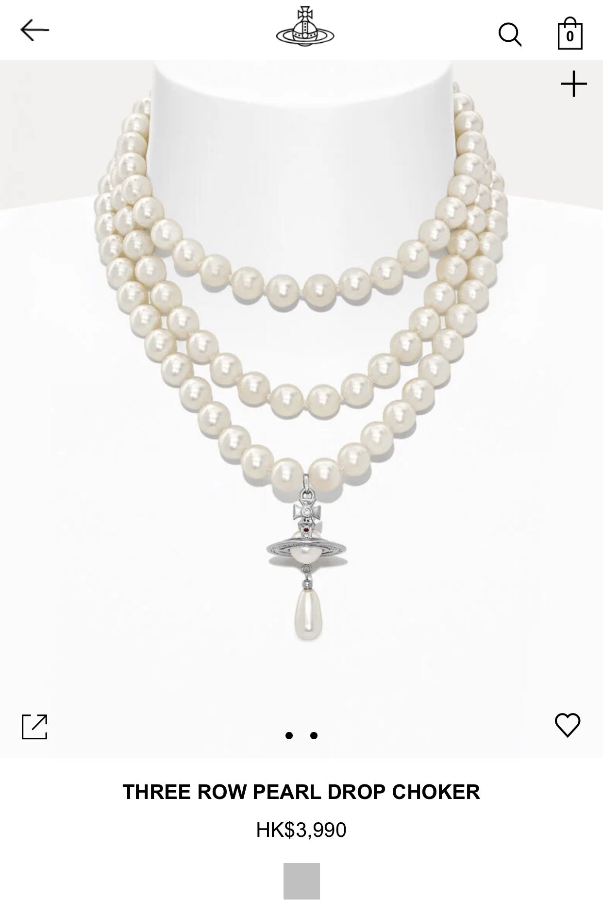 THREE ROW PEARL BAS RELIEF チョーカー(シルバー)（レディース