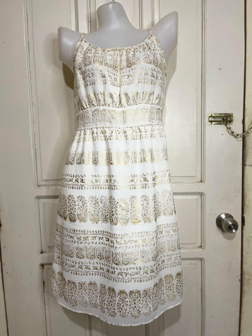 White and gold casual dress sale