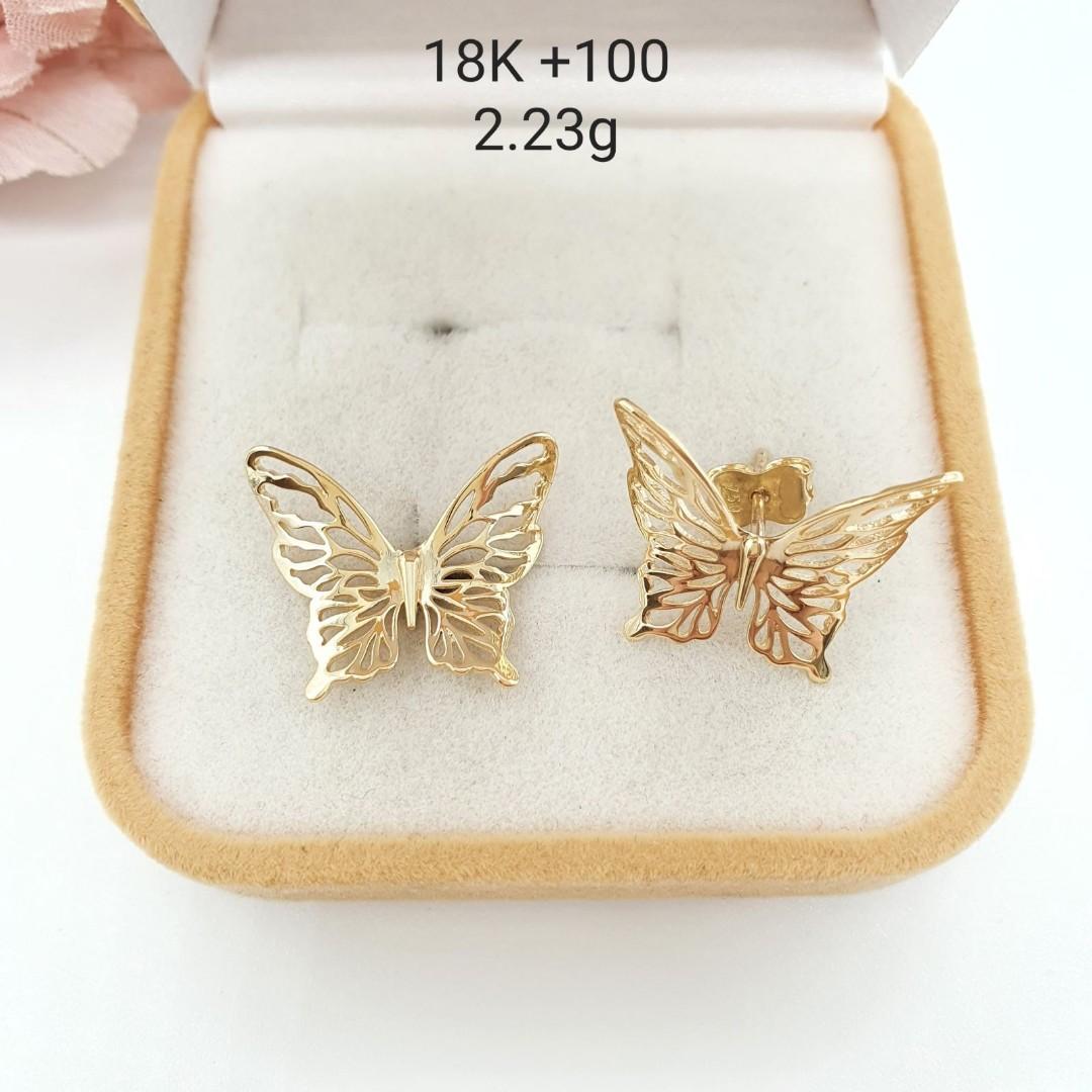 宜しくお願い申し上げますmmBUTTERFLY EARING 18k YG 1.00 carat total ...