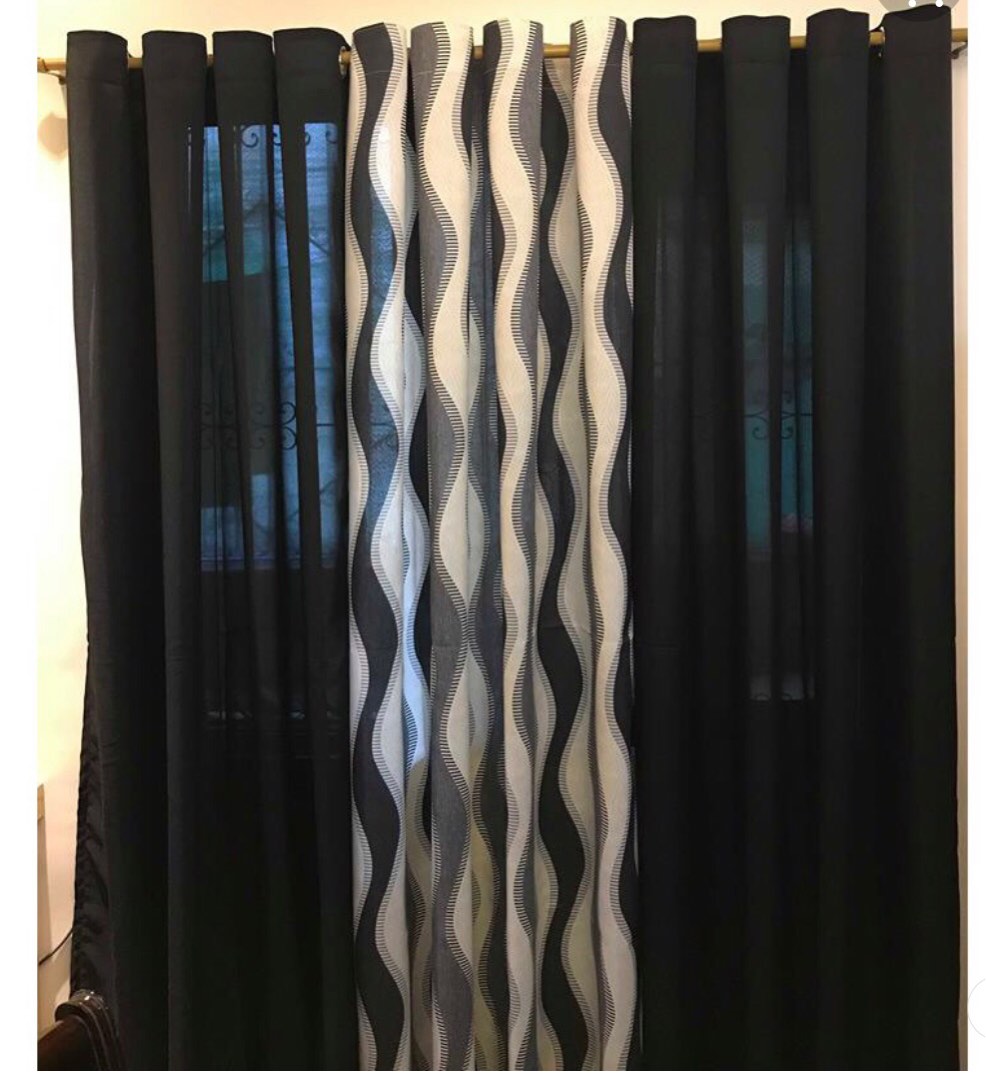 4 PCS Black Curtain, Furniture & Home Living, Home Decor, Curtains & Blinds on Carousell