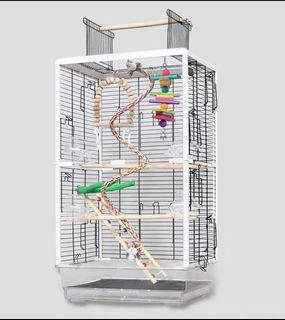 Acrylic Panel bird cage. 2 model. 1)Front Acrylic 2) Front & Back Acrylic. Parrot cage comes with pull out tray, perches and cups only. Others sold separately. Brand New.