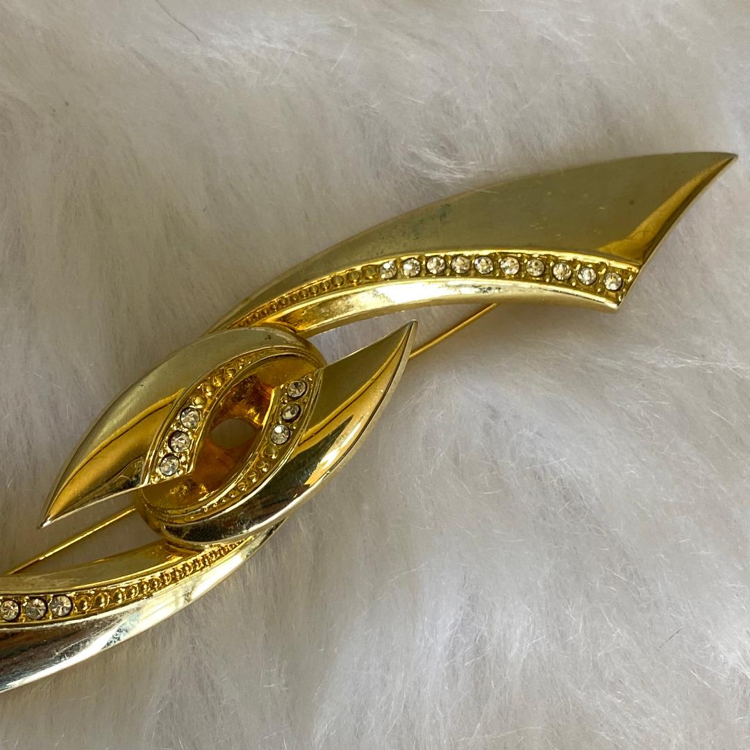 Ala Parure Vintage Gold Rhinestones Brooch, Women's Fashion