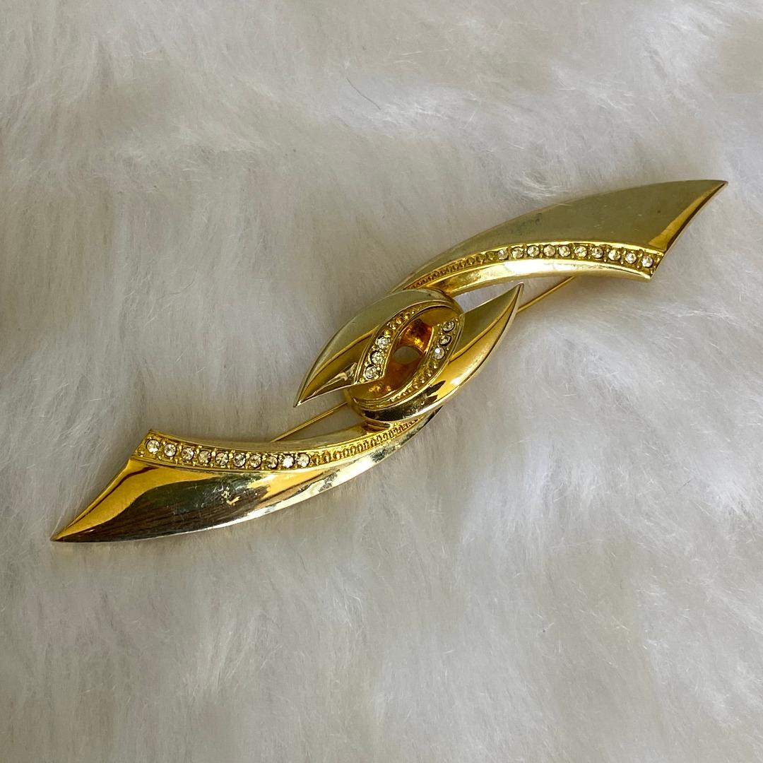 Ala Parure Vintage Gold Rhinestones Brooch, Women's Fashion