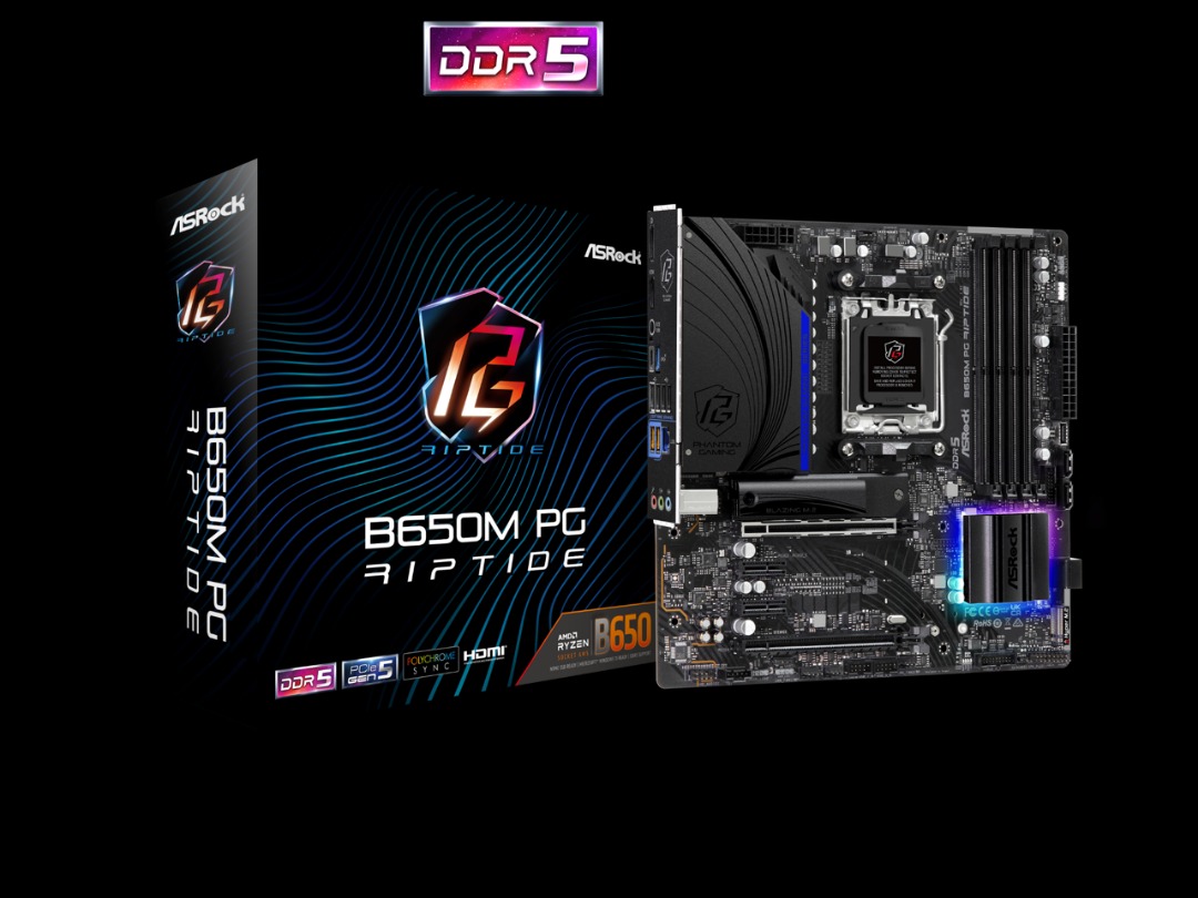 ASRock B650M PG RIPTIDE (ASR-90-MXBJ90-A0UAYZ) AM5 Motherboard (B650 ...