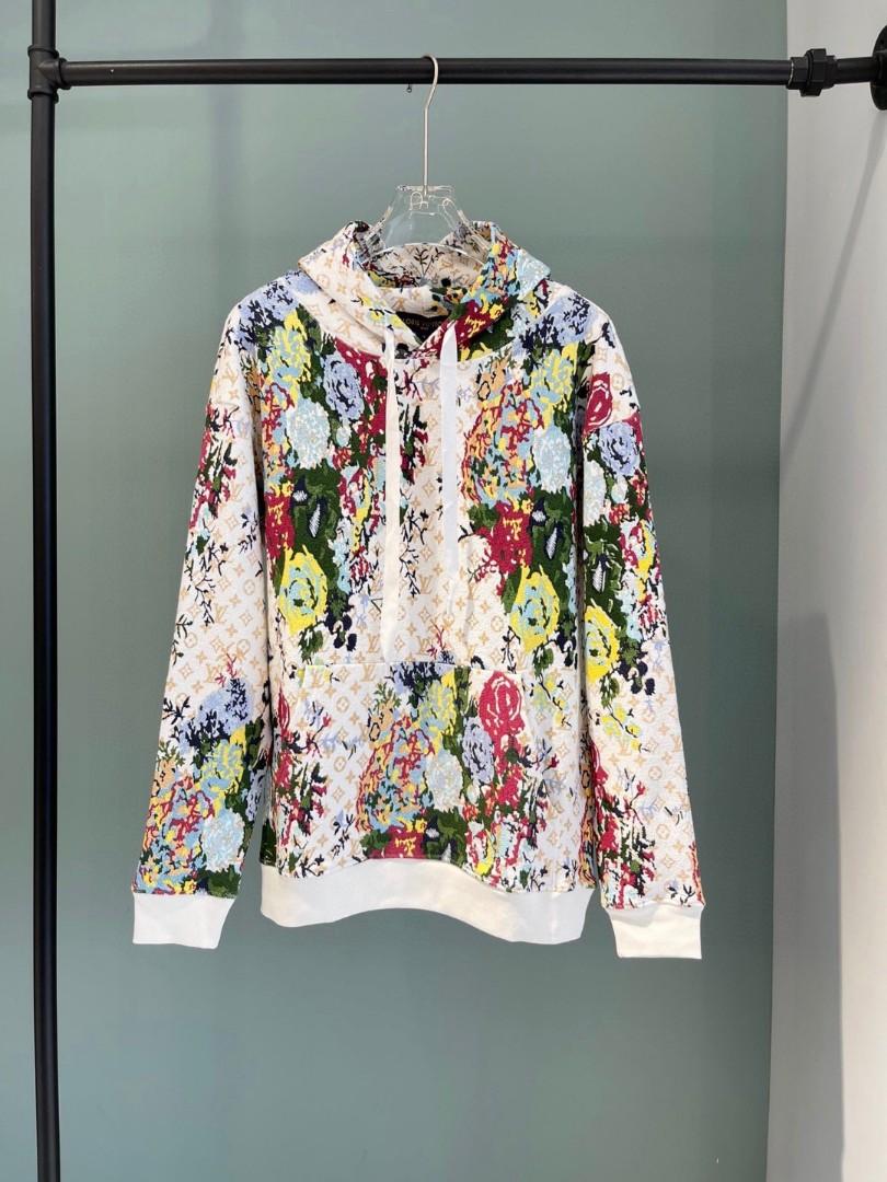 Authentic 1V floral jacquard hoodie, Luxury, Apparel on Carousell