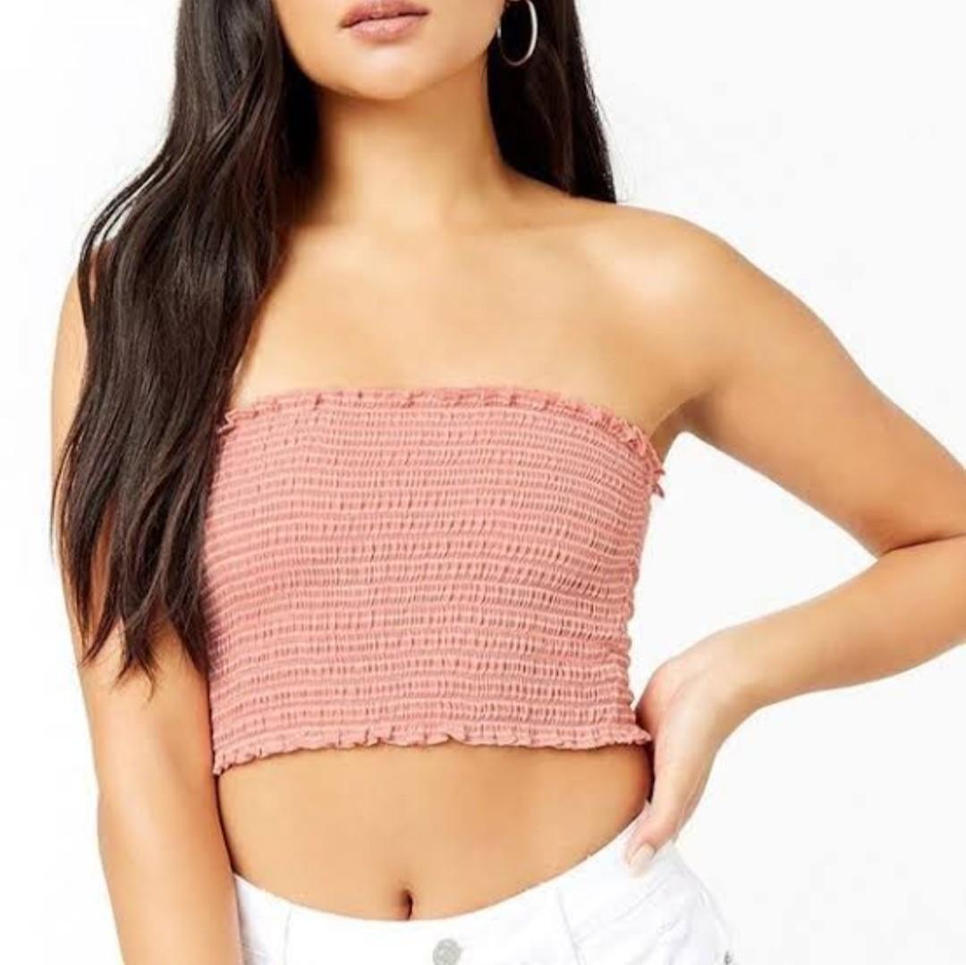 Authentic Forever 21 Smocked Tube Top Women s Fashion Tops