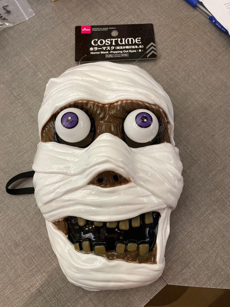 BN Halloween Horror mask white popping out eyes from daiso, Hobbies