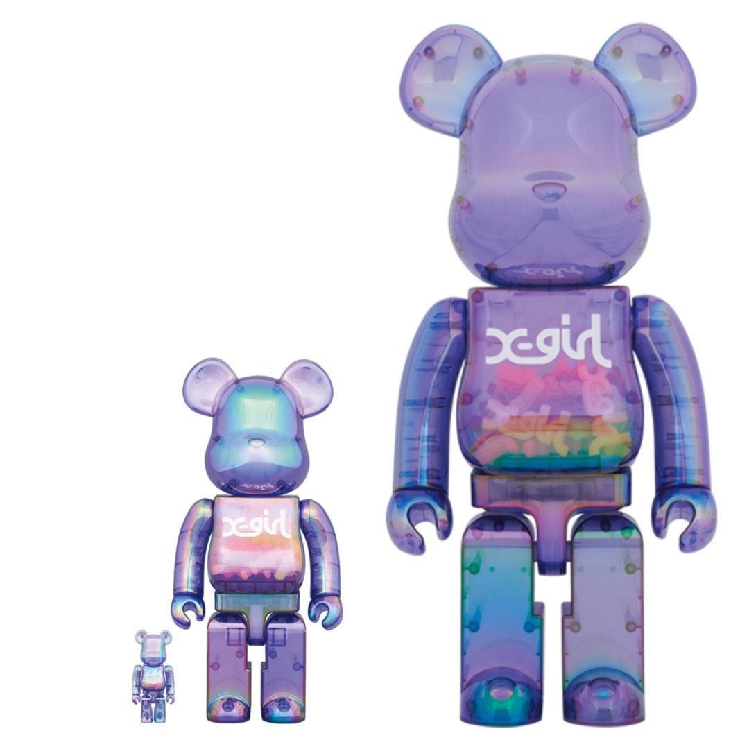 Bearbrick X-girl CLEAR PURPLE 100％ + 400% + 1000% Set, 興趣及遊戲