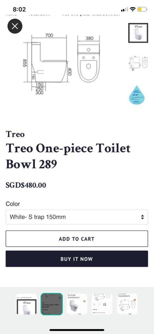 BNIB Treo Toilet bowl, Furniture & Home Living, Bathroom & Kitchen