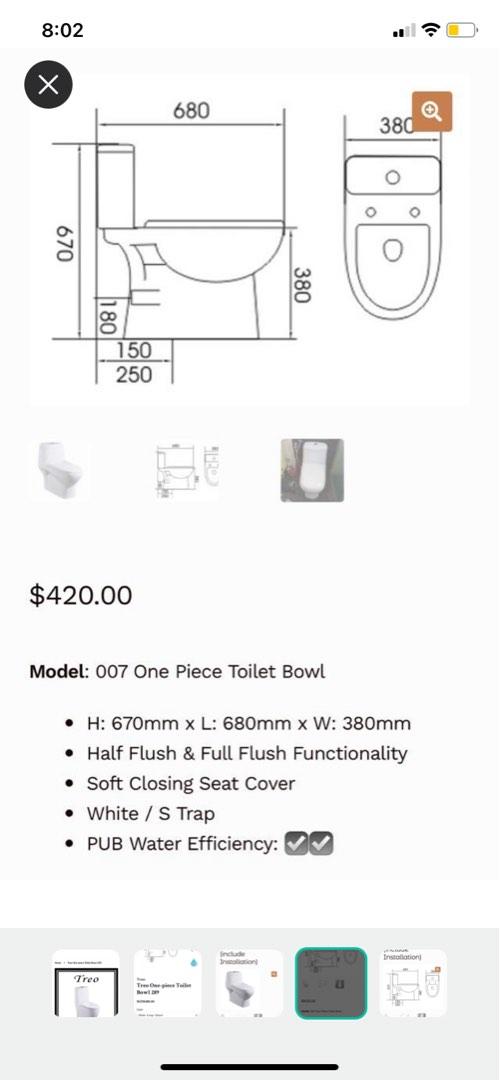 BNIB Treo Toilet bowl, Furniture & Home Living, Bathroom & Kitchen