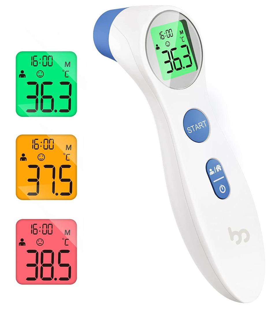 Fever Alarm Function Infrared Thermometer for Baby Kid and Adult,with 40PCS Thermometer Probe Covers Medical Ear Forehead Thermometer 3 Modes Non-Contact Digital Thermometer with Instant Reading 