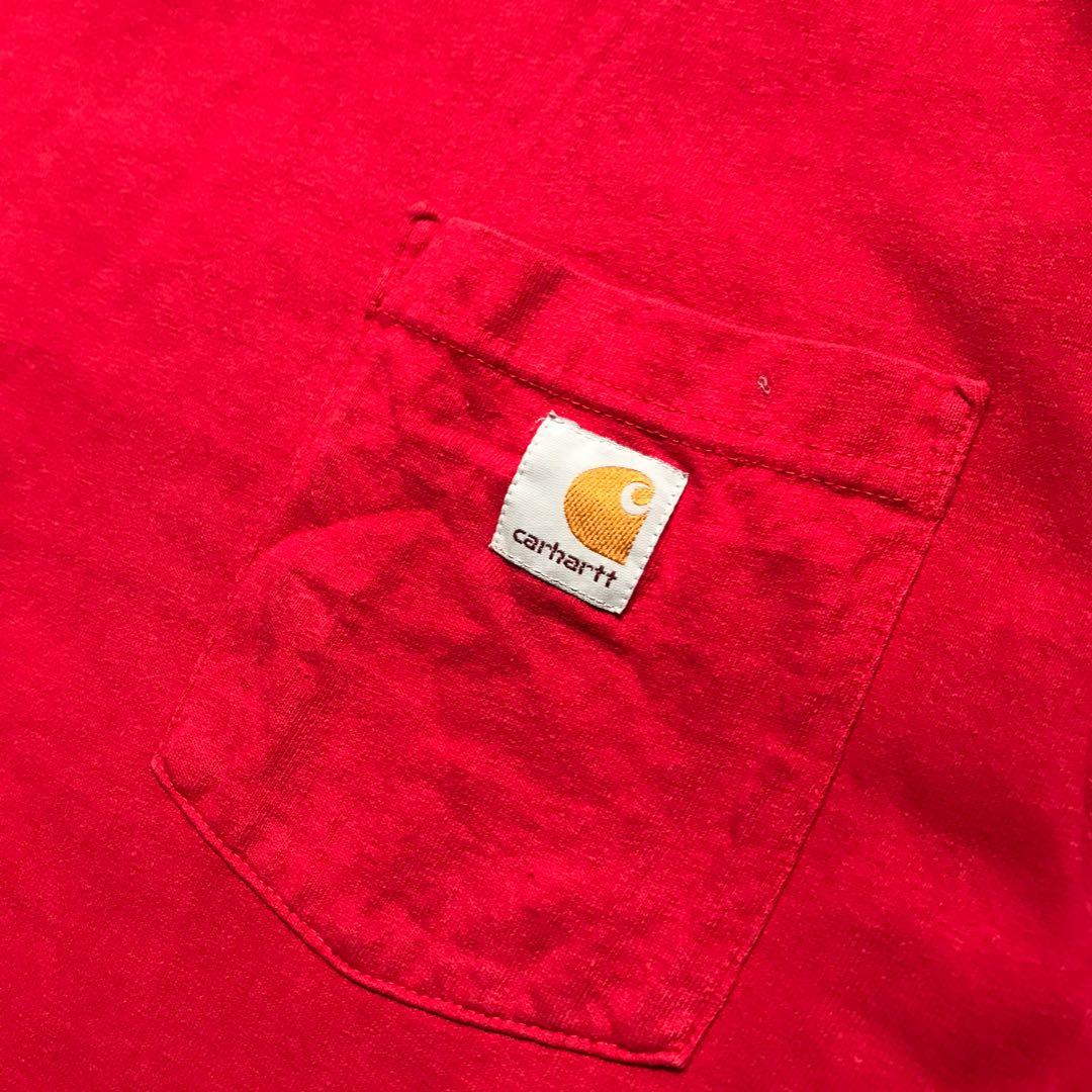 Carhartt Red Pocket Tee (Category: Tshirts & Polo Shirts ) located in Pagbilao. Submitted by unit4302 (Listing ID 1190793479, Image 2). Description: Carhartt Red Pocket Tee Good Condition Size Large Multiple pinholes Pit to pit - 24 Shoulder to hem - 30.
