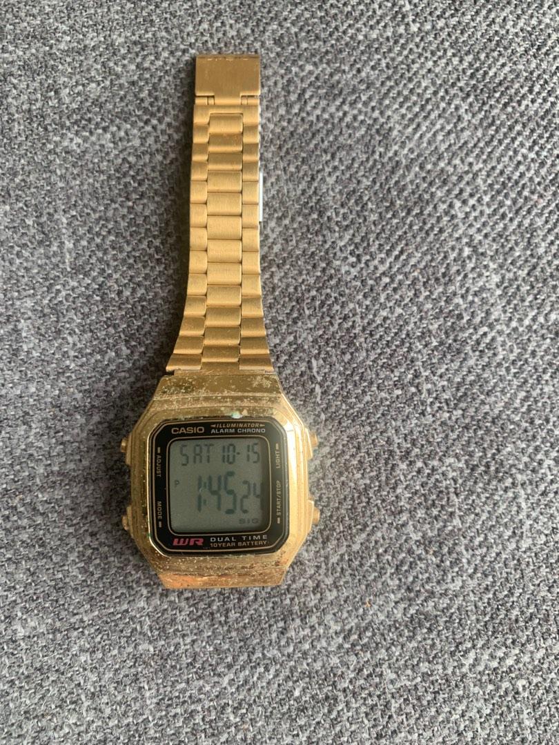 Casio vintage all gold shop digital watch