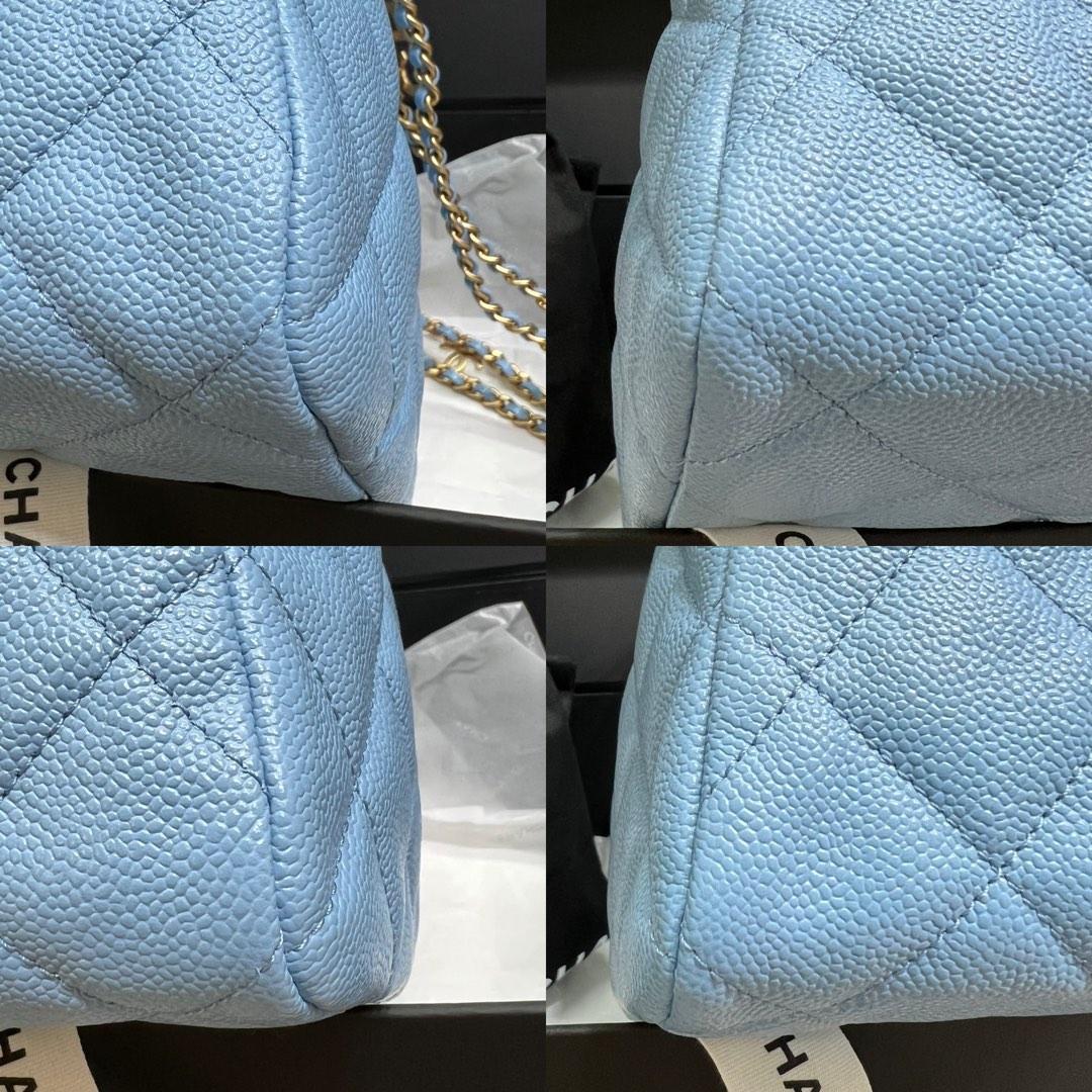 Chanel 2022 Small Caviar Hobo - Blue Handle Bags, Handbags