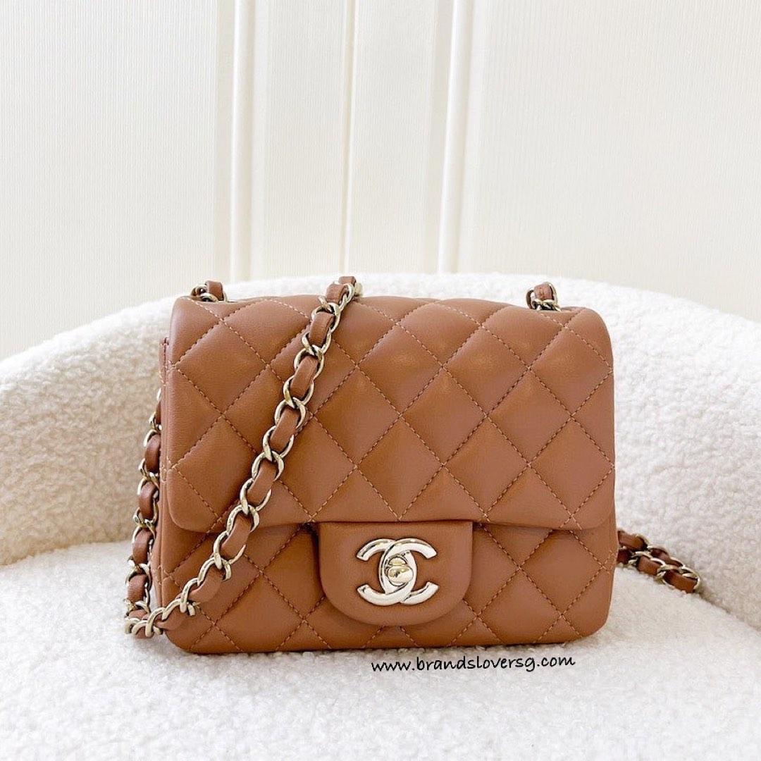 ✖️SOLD✖️ Chanel Classic Square Mini Flap in 22S Caramel Lambskin LGHW,  Luxury, Bags & Wallets on Carousell
