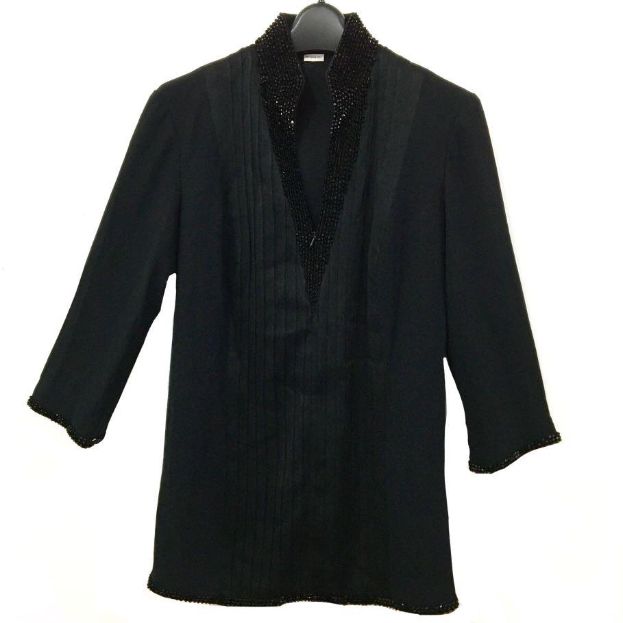 Classy Elegant Costumized Embellished Jet Black Rhinestones Tunic Long ...