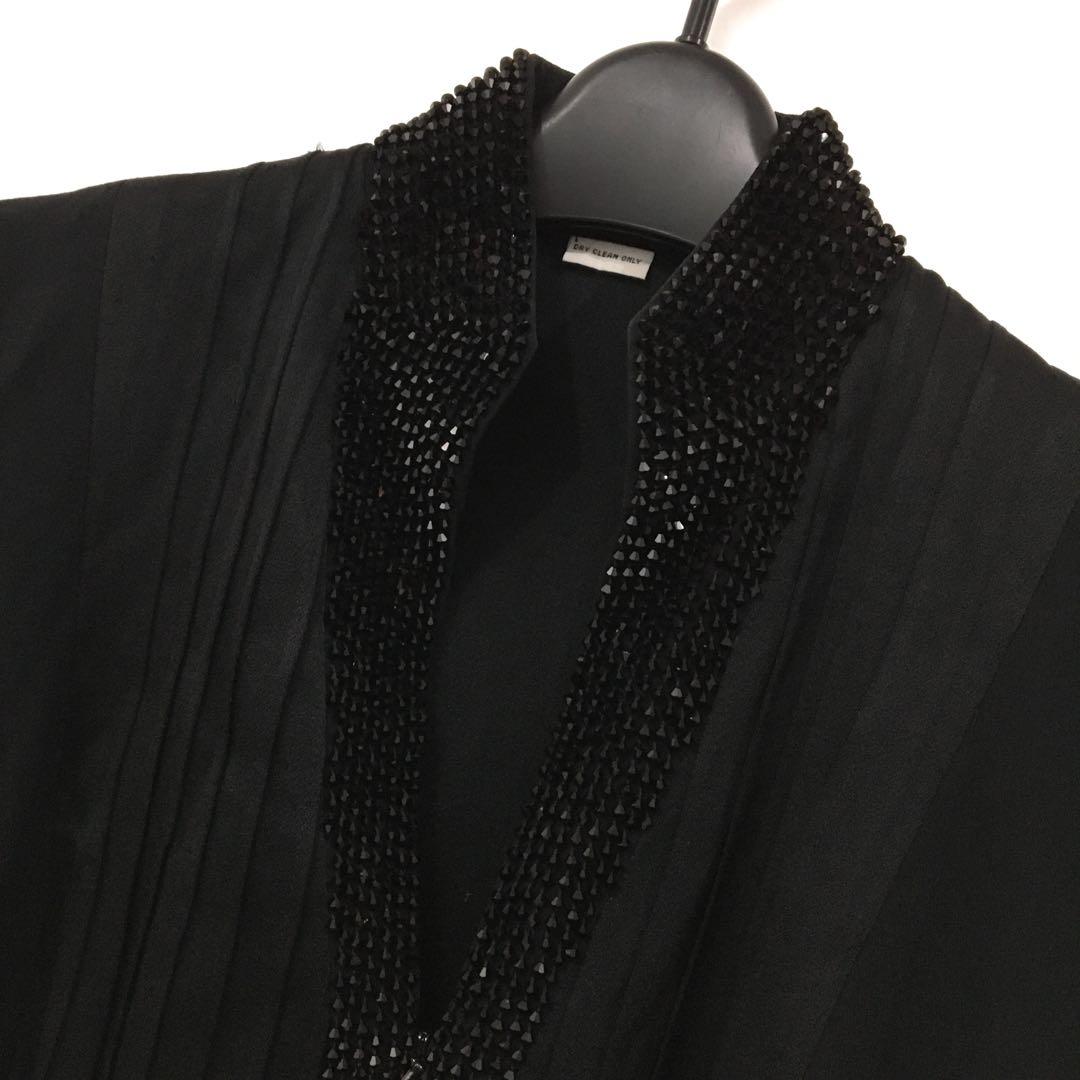Classy Elegant Costumized Embellished Jet Black Rhinestones Tunic Long ...
