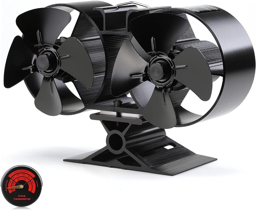 CRSURE Fan for Wood Burning Stove 8 Blades - Ideal Small Stove Fan Silent  Operation with Stove Thermometer for Wood/Log Burners/Fireplace Eco  Friendly Circulation and for Large Room - Black, Furniture u0026