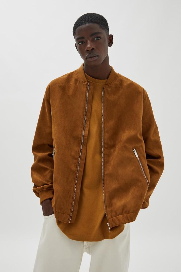 Faux suede bomber discount