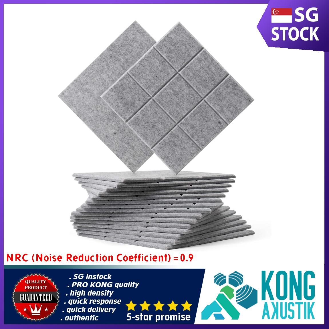 6 Pack Acoustic Panels Silver Gray Polyester Sound Proof Padding Beveled Edge Tiles for Echo Bass Insulation 12 X 12 X 0.4 