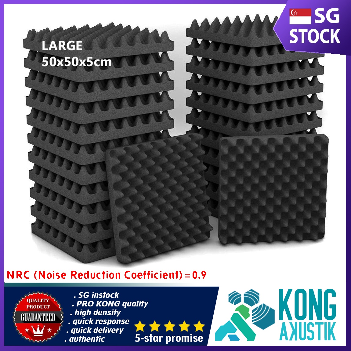 [FOAM] Large Panel Egg Crate Foam Cushion 20x20x2 inch Acoustic Panels