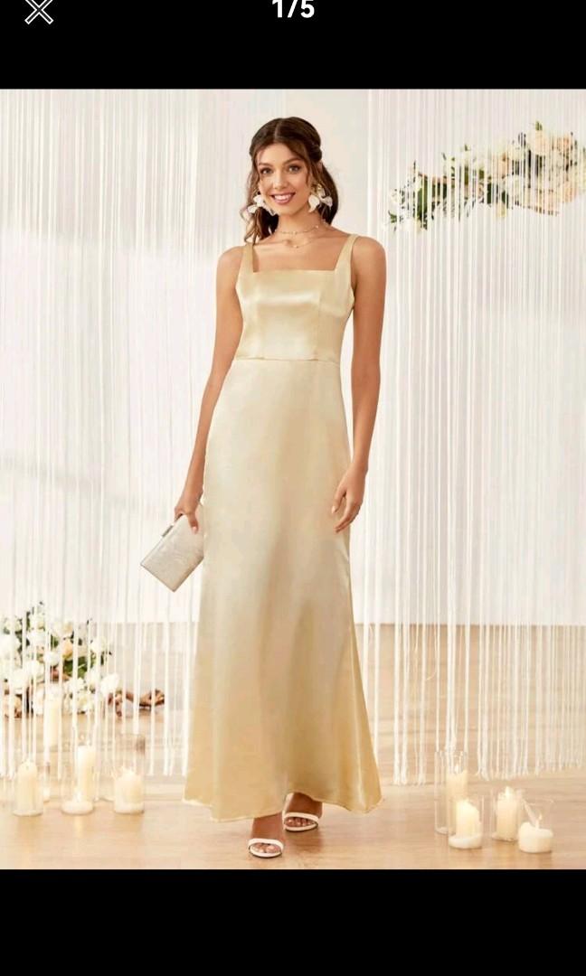 Gold satin shop ball gown