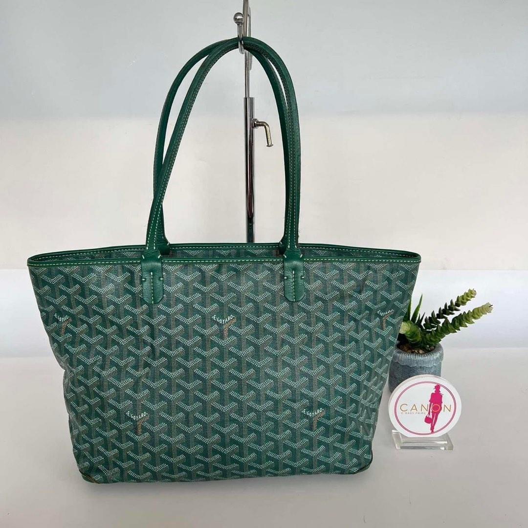 Goyard Artois Green PM Tote Bag. With initials HRA, Luxury, Bags