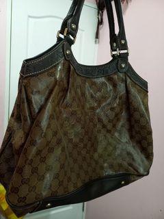 GUCCI Crystal Monogram Large Babouska Vertical Shopping Tote Brown