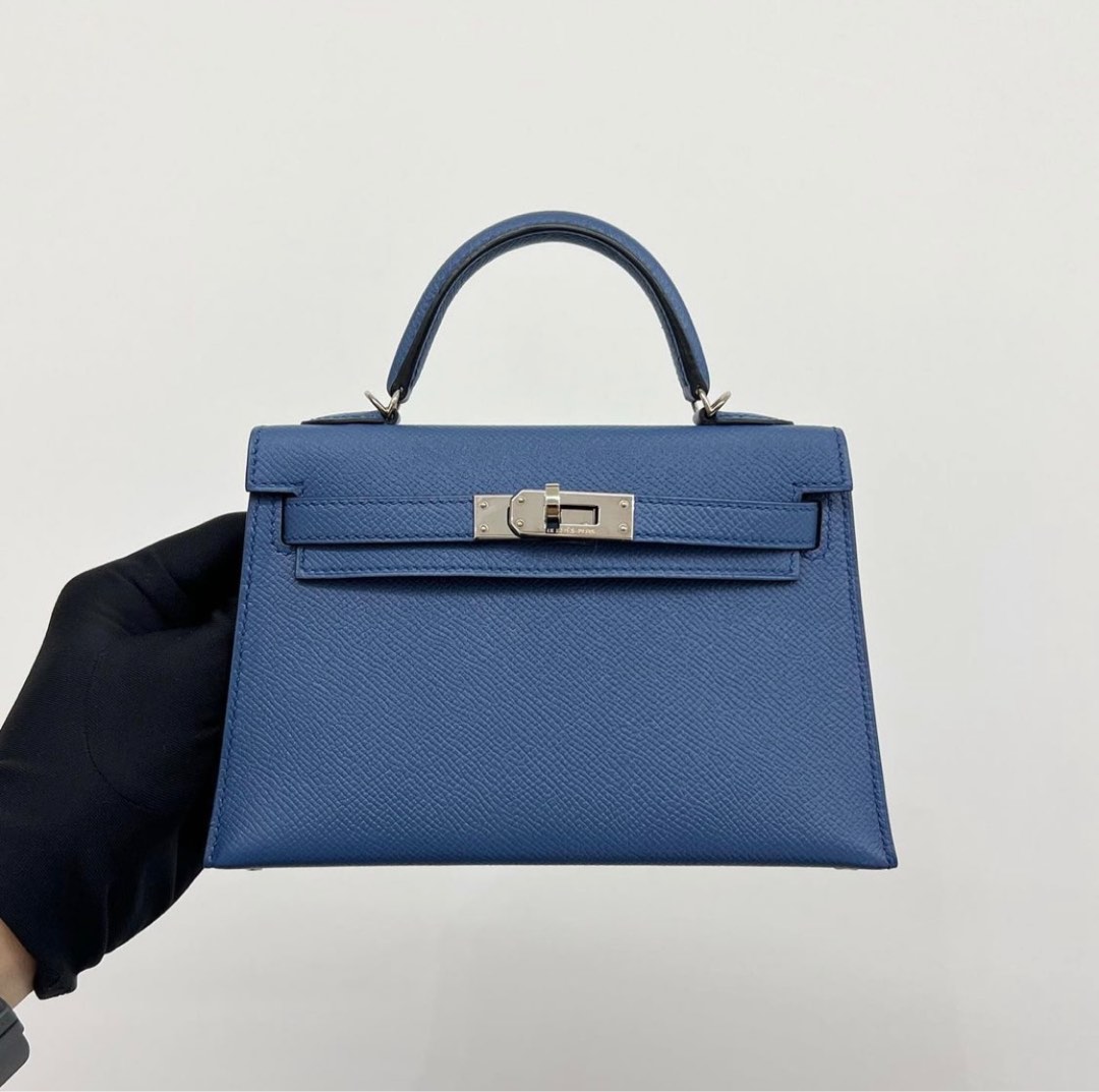 Hermes Mini Kelly II Bag r2 Blue Agate Epsom PHW