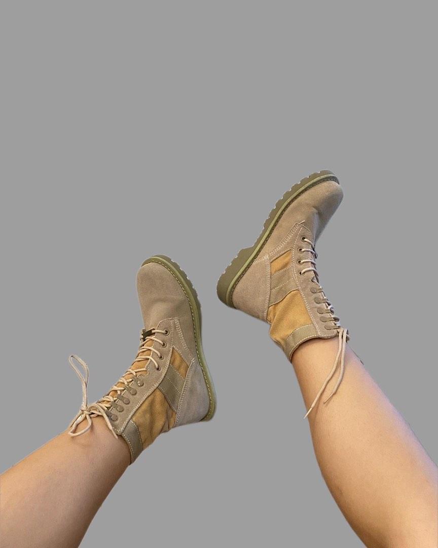 HQ High cut Beige Combat BOOTS, Women's Fashion, Footwear, Boots on Carousell