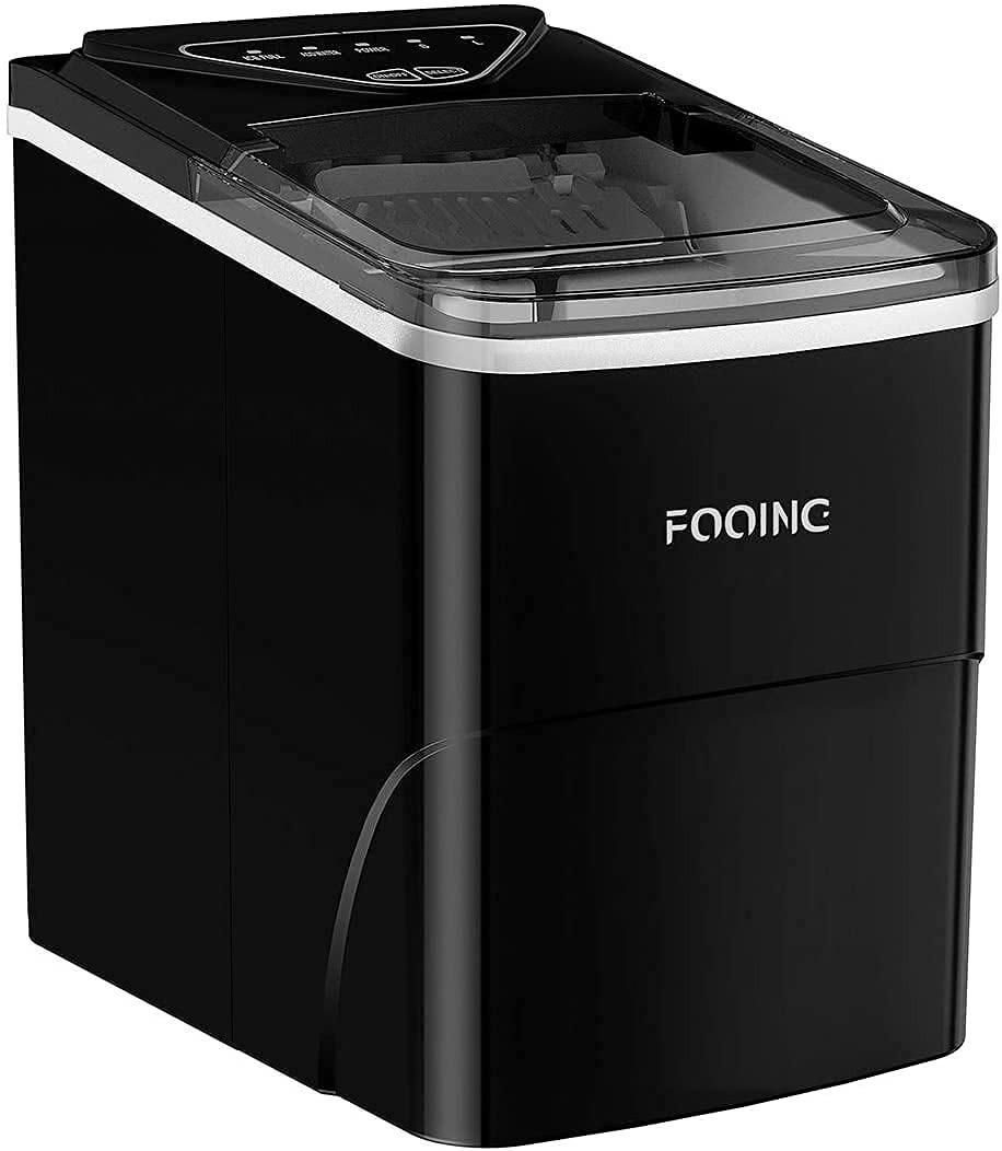 Ice Cube Maker FOOING Ice Machine Maker Worktop Ready in 6 Mins 2L Ice Machine with Ice Scoop and Basket LED Display Ice Makers for Home Bar Kitchen Office 