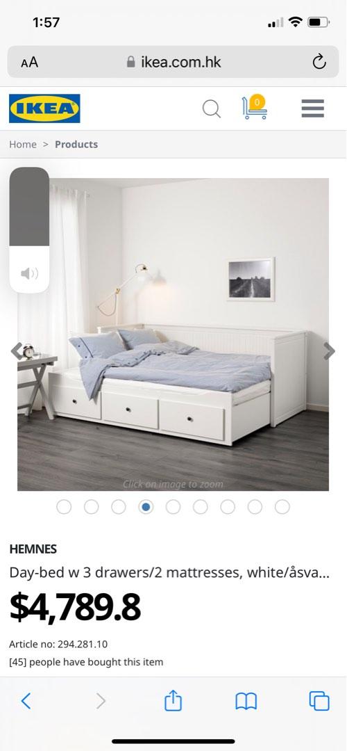 Ikea Hemnes Day Bed Converts to king, 傢俬＆家居, 傢俬, 床架及床褥 Carousell