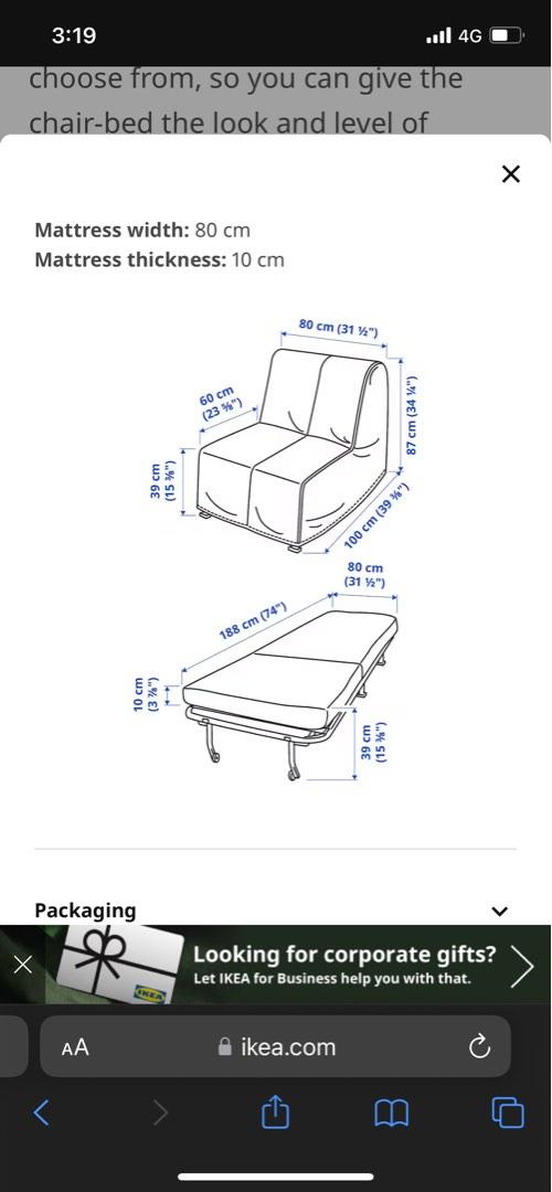 IKEA Lycksele Lovas single sofa bed incl. frame, mattress, cover