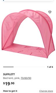Ikea SUFFLETT Bed tent, pink, Babies & Kids, Baby Nursery & Kids ...