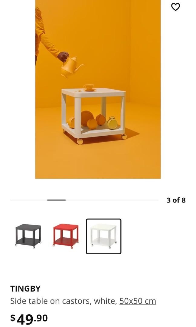 Tingby side outlet table on castors
