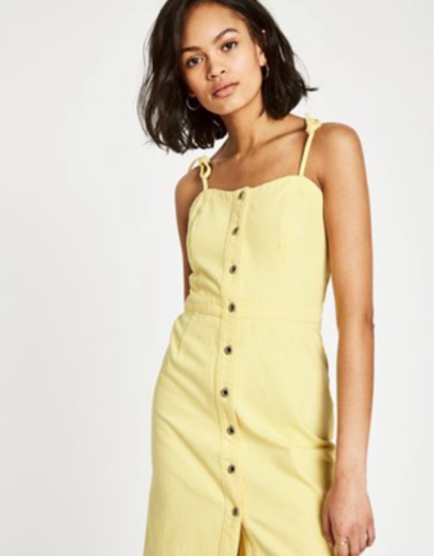 Jack Wills Honeybalme Tie Shoulder Dress Yellow Women s Fashion