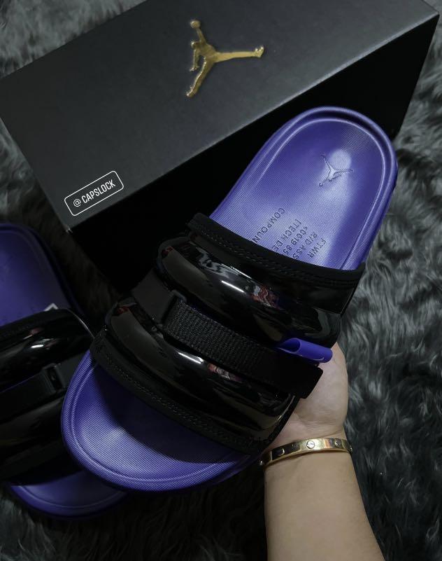 Purple jordan slides hot sale