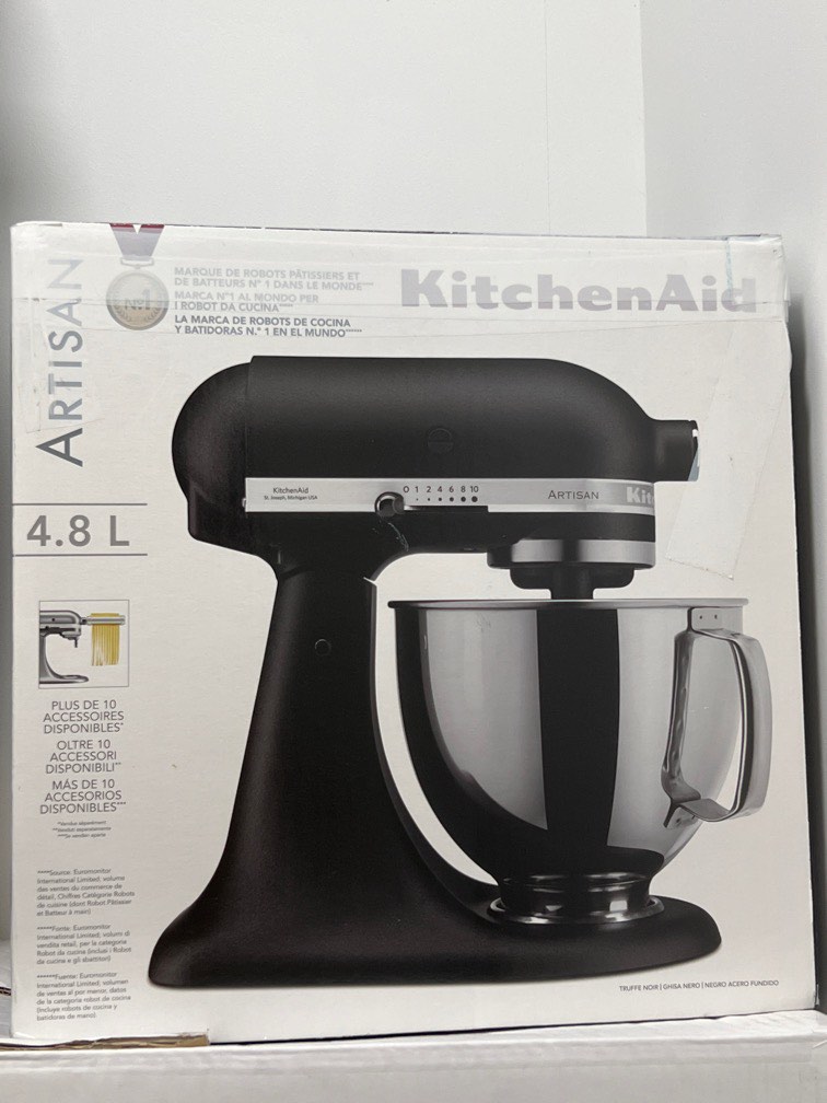 KitchenAid Artisan Tilt Head Stand Mixer, 4.8L, Cast Iron Black, TV