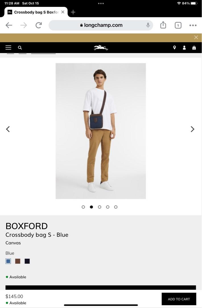 Preowned Unused NEW Condition Longchamp Boxford Mens Unisex Crossbody Sling Messenger Bag BLUE