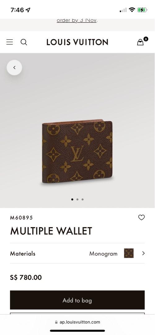 LOUIS VUITTON Portefeuille Multiple Monogram wallet M60895 [B-19