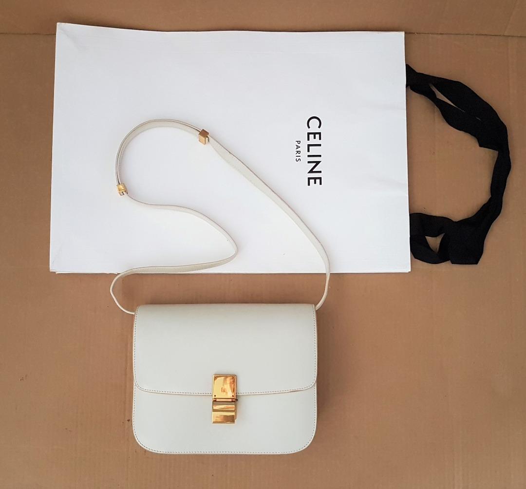 11189 - P1,500 Celine white genuine leather sling bag, Women's Fashion, Bags  & Wallets, Purses & Pouches on Carousell