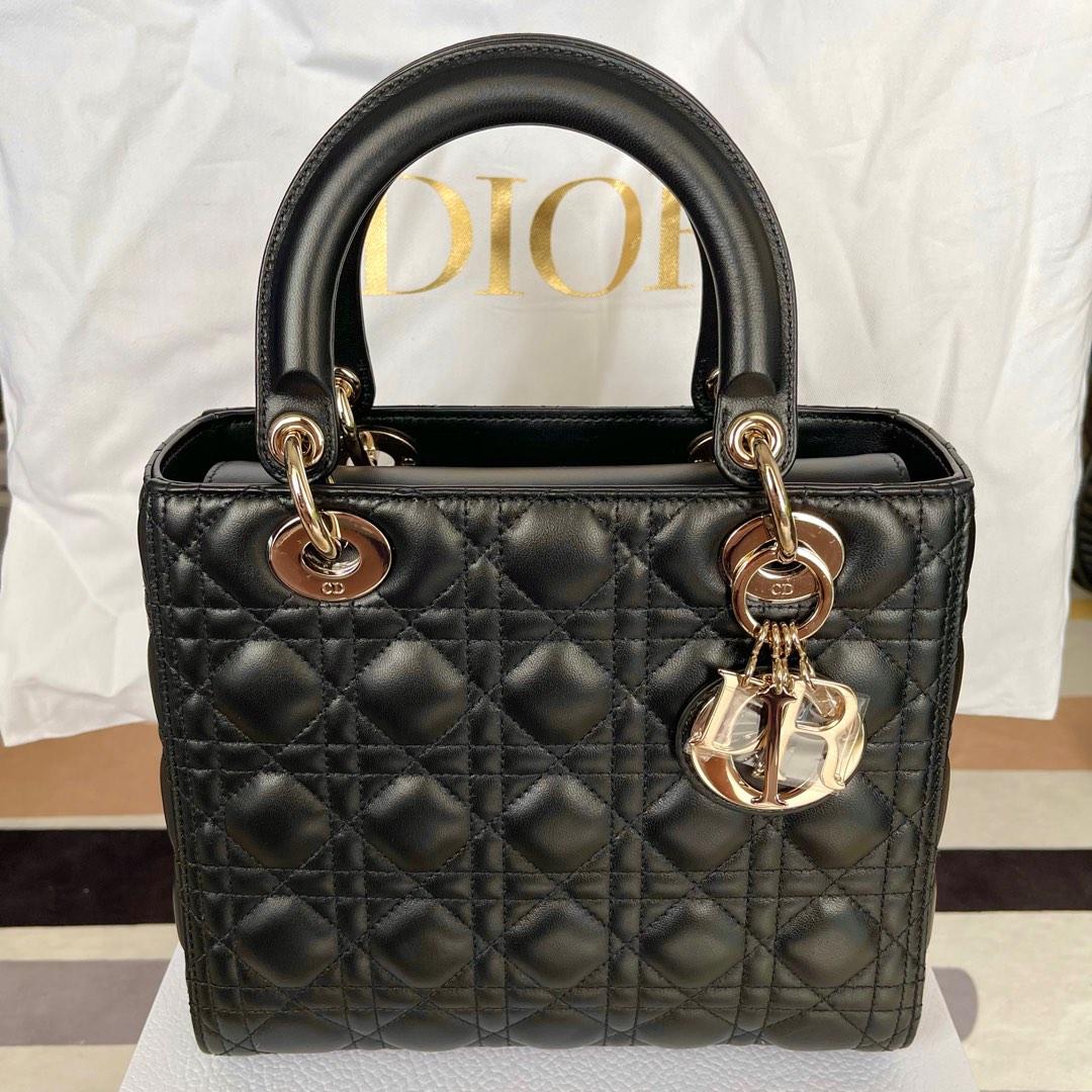 Medium lady dior bag black cannage lambskin 2025