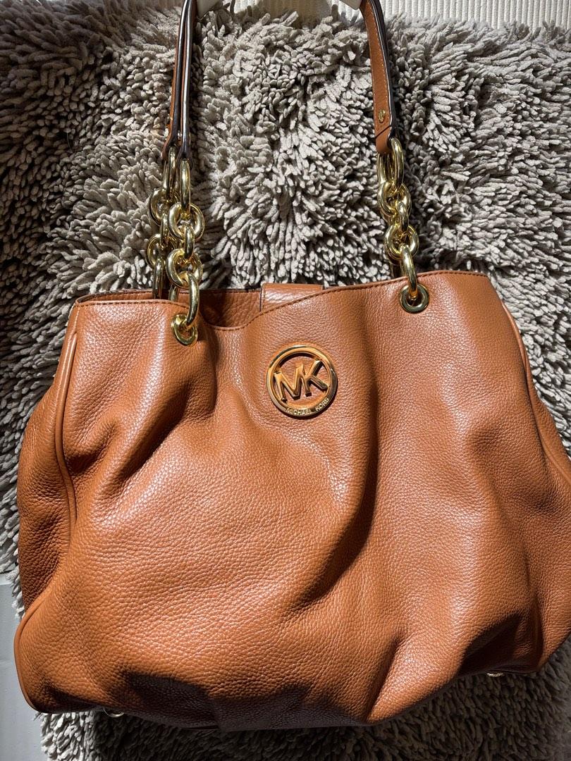 Michael Kors Fulton brown leather chain hobo bag, Luxury, Bags & Wallets on  Carousell