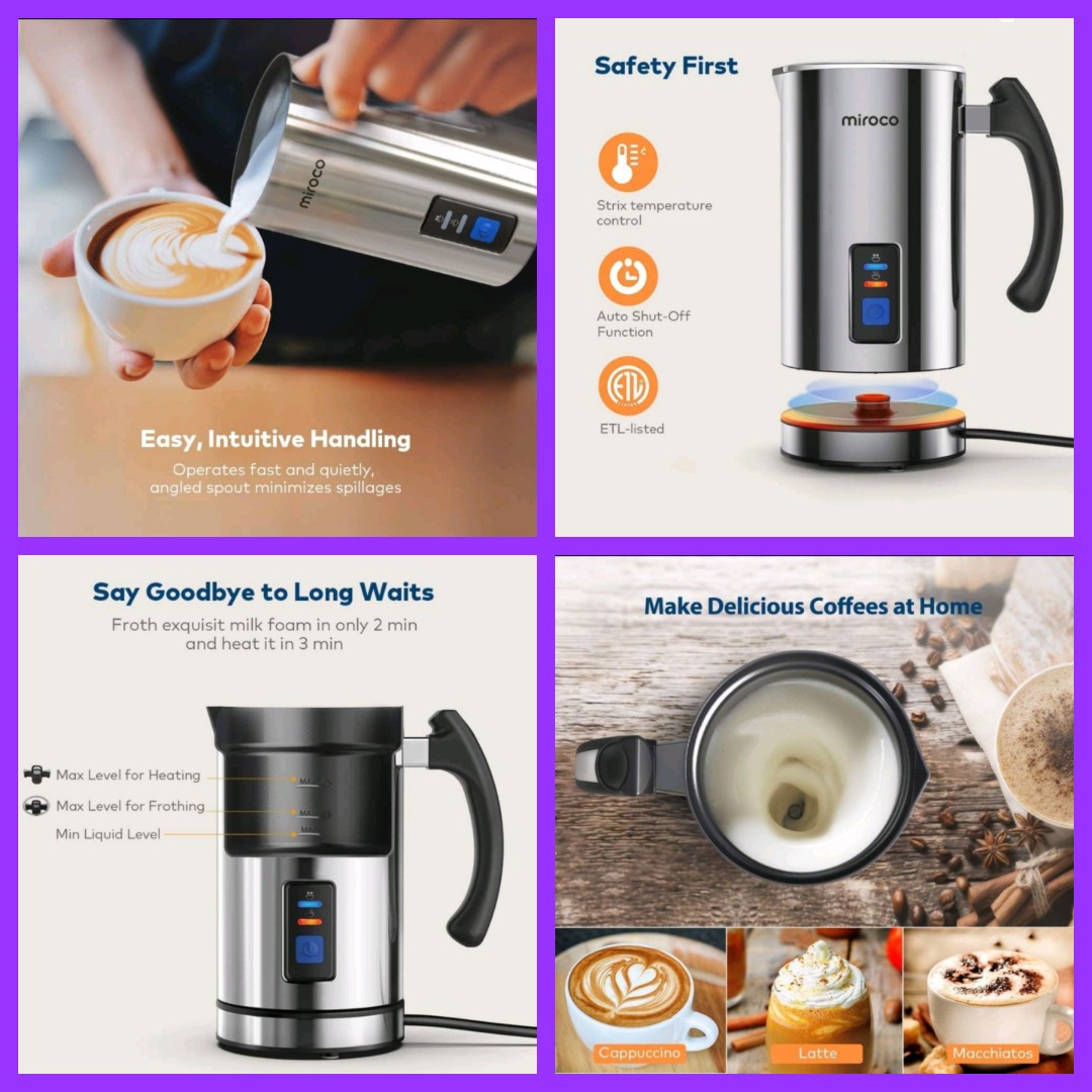  Thereye Milk Frother, Electric Milk Steamer, Automatic Hot and  Cold Milk Foam Maker, Milk Warmer with Strix Temp Control for Latte,  Cappuccinos, Macchiato, Hot Chocolate Milk : Home & Kitchen