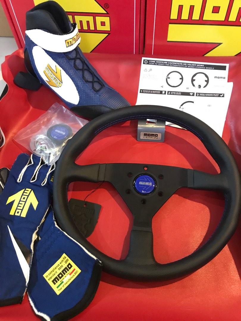 Momo Monte Carlo With Blue Stitching Steering Wheel 350mm