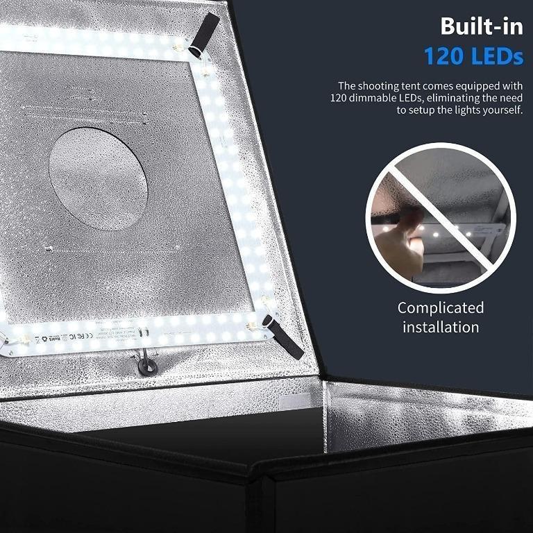 Neewer Photo Studio Light Box, 24” × 24” Shooting Light Tent with Adjustable Brightness