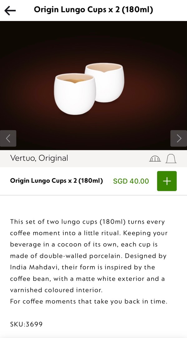 Nespresso Origin Lungo Cup X Furniture Home Living Kitchenware