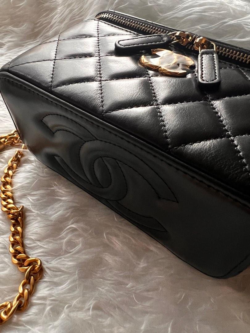 Chanel Vintage mini full flap bag black lambskin