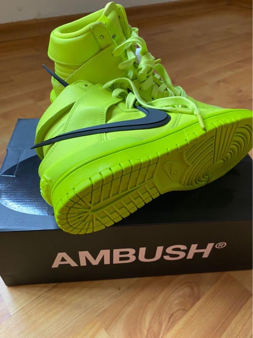 Nike Dunk High AMBUSH Flash Lime, Women's Fashion, Footwear
